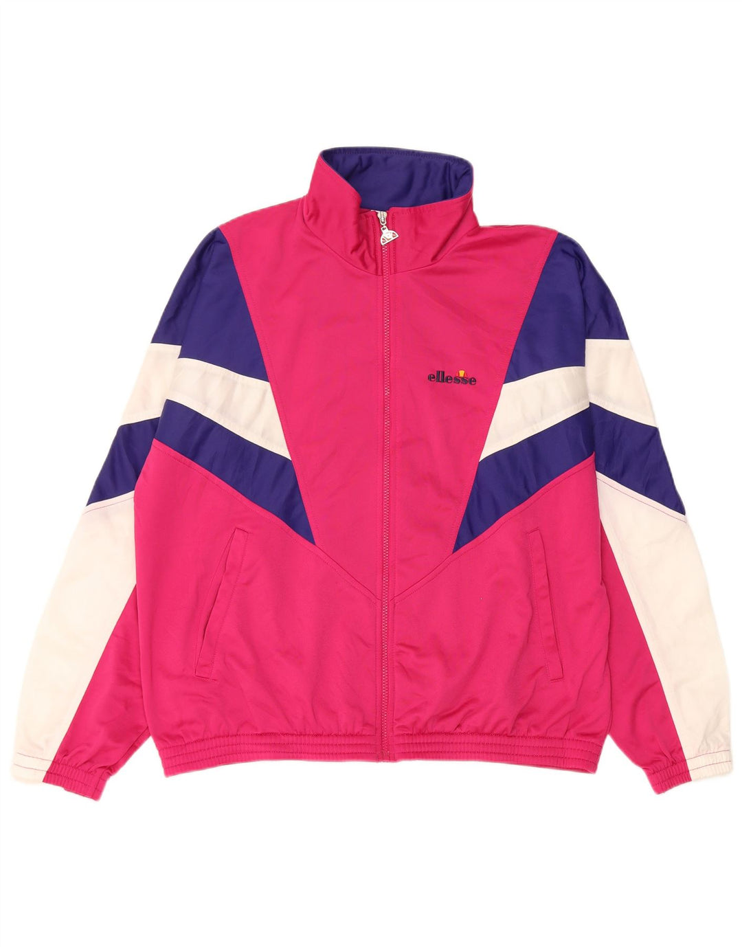 Ellesse Veste de survêtement pour femme UK 14 Rose moyen Colourblock Retro