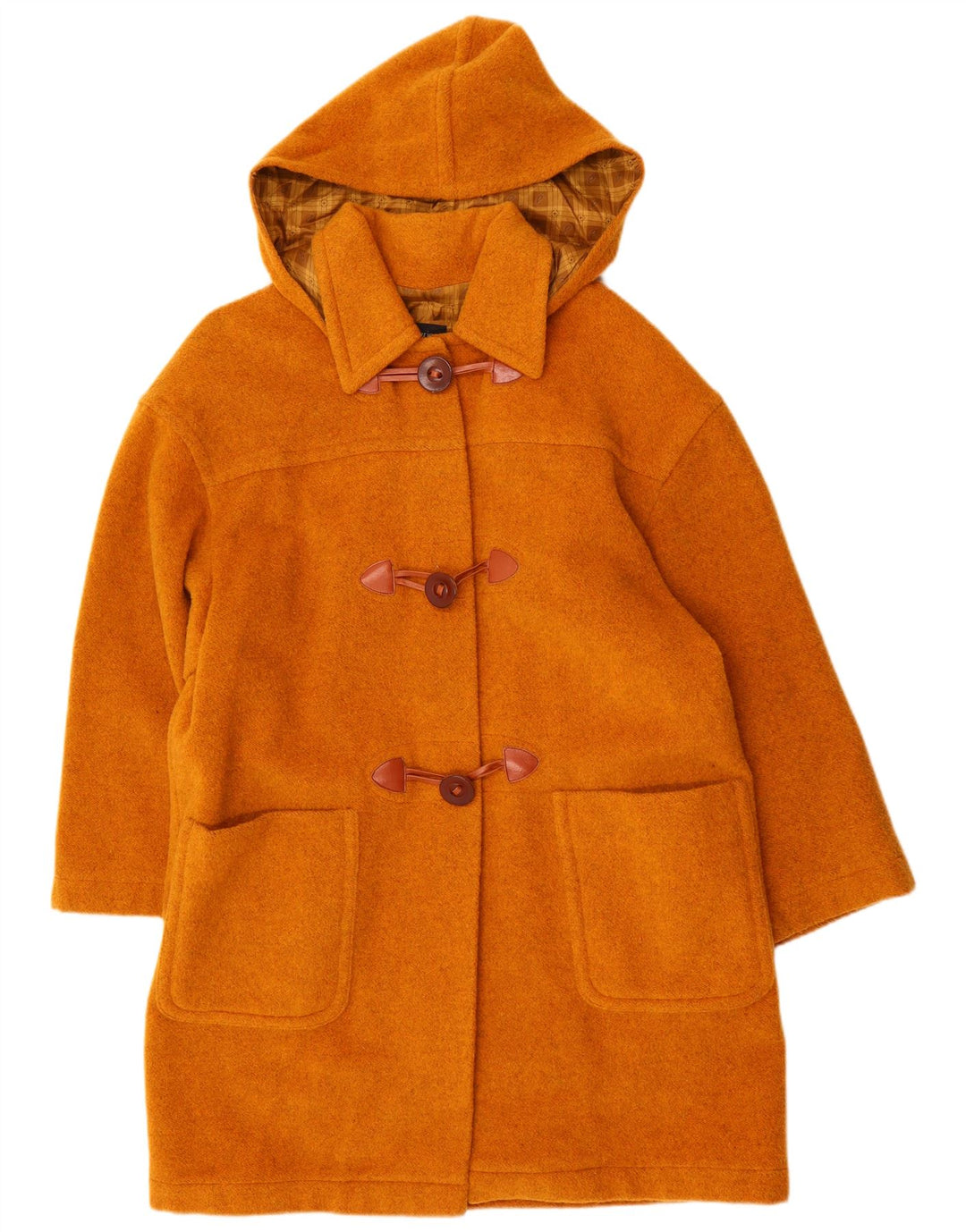 SUPERIOR Duffle-coat à capuche pour femme UK 18 XL Orange Laine