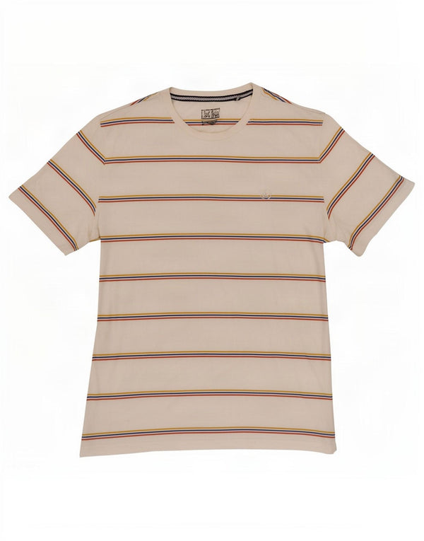 Fat Face T-Shirt Homme Haut Large Blanc Rayé Coton