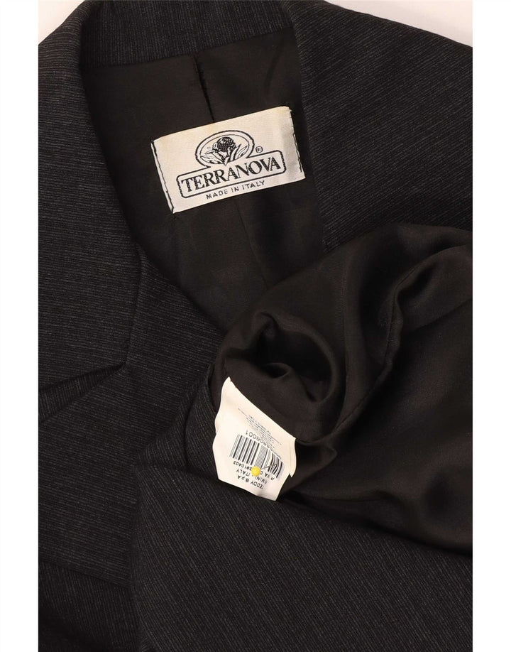 Terranova Caban Femme UK 10 Petite Viscose Rayée Noire