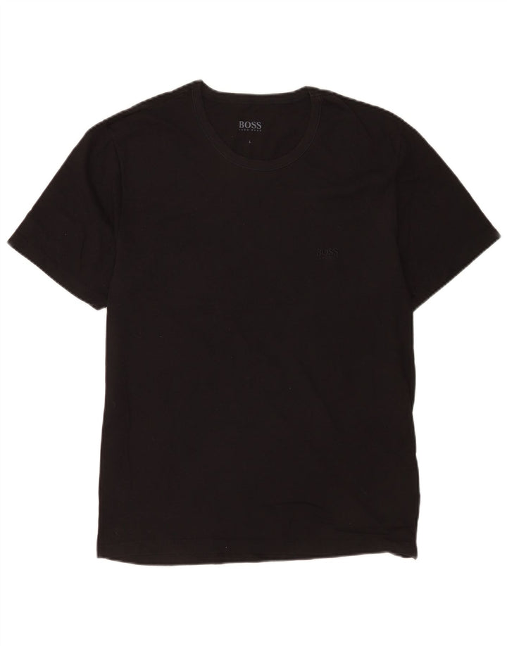 Hugo Boss Hommes T-Shirt Top Large Noir Coton