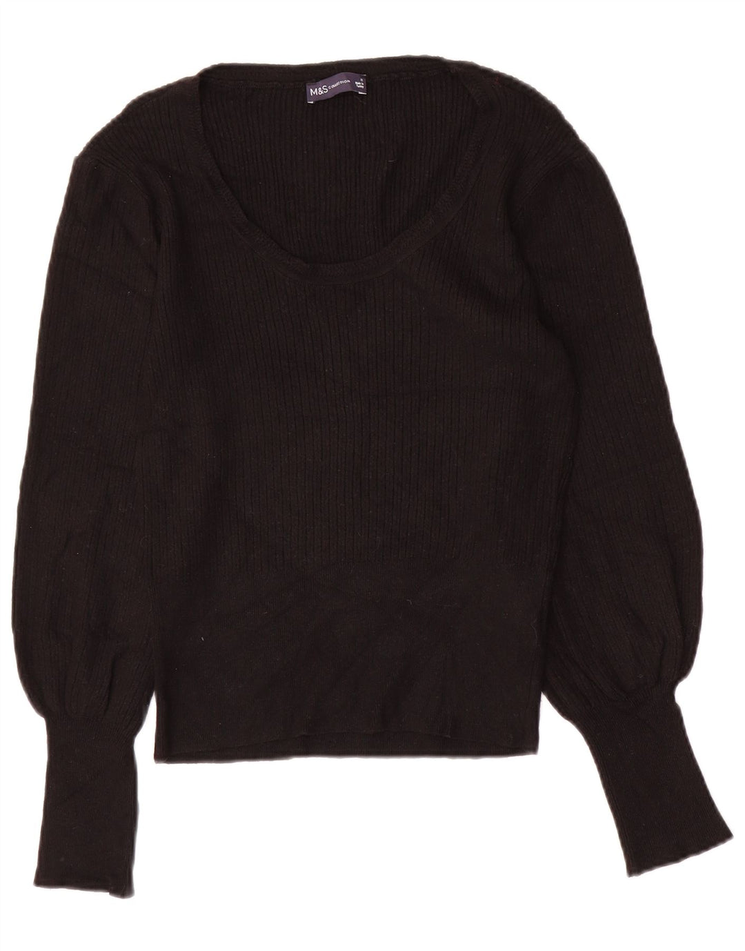 Marks & Spencer Pull col bateau pour femme UK 12 Medium Noir Viscose