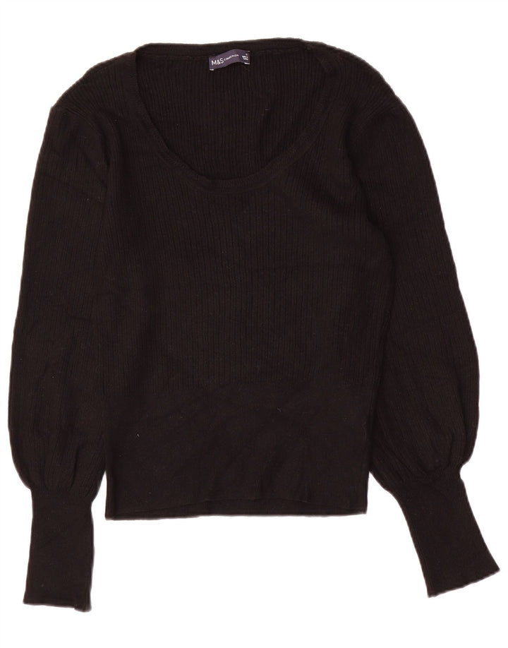 Marks & Spencer Pull col bateau pour femme UK 12 Medium Noir Viscose