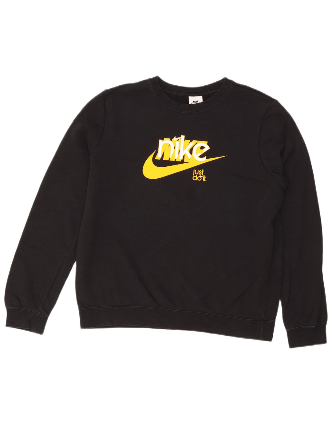 NIKE Sweat-shirt graphique pour femme UK 14 en coton noir moyen