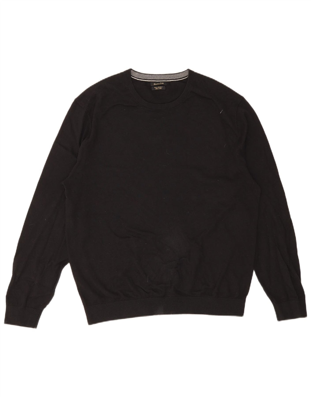 Massimo Dutti Pull à col rond pour homme 2XL en coton noir