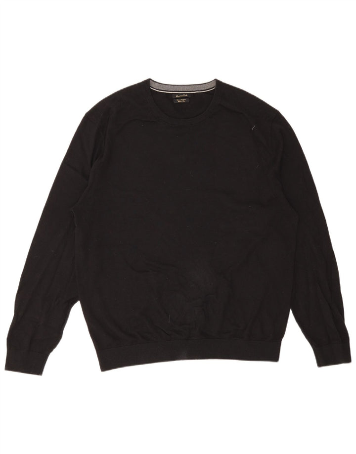 Massimo Dutti Pull à col rond pour homme 2XL en coton noir