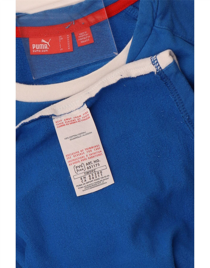 Puma Haut à manches longues pour femme UK 14 Bleu moyen Colourblock Cotton