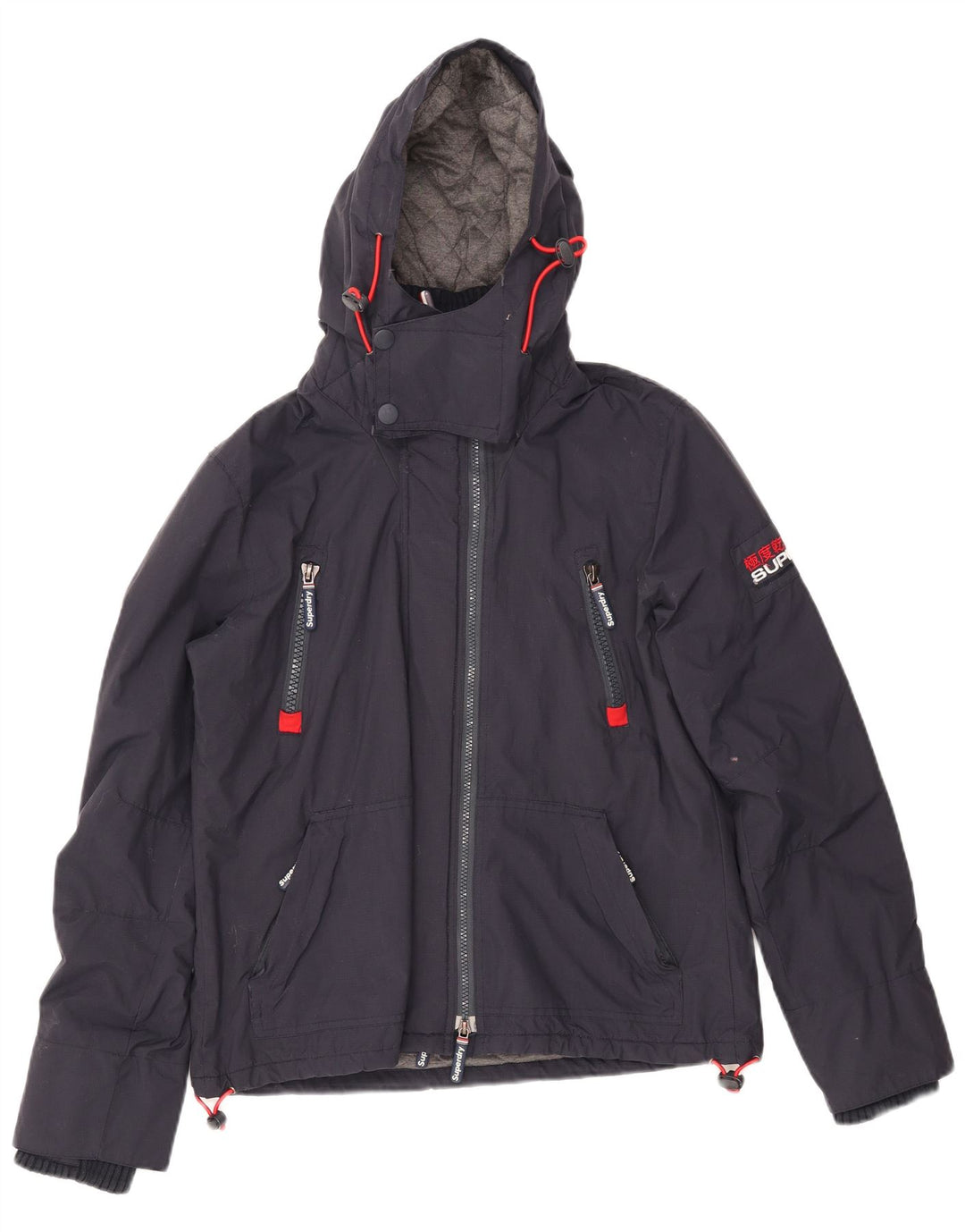 SUPERDRY Veste coupe-vent à capuche pour femme UK 18 XL Bleu marine Nylon