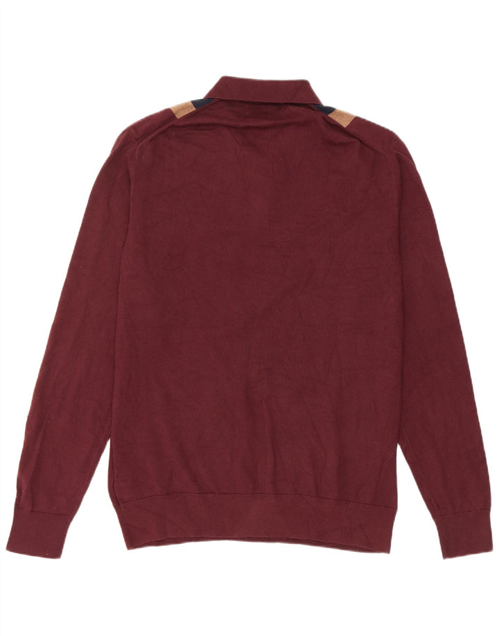 MARKS & SPENCER Pull Col Polo Homme Bordeaux Moyen Colorblock