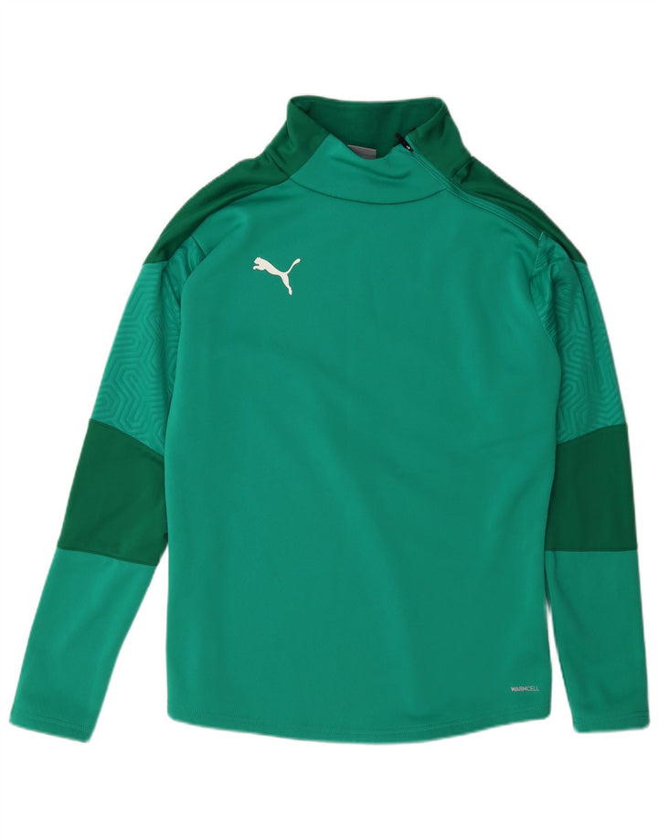 Puma Sweat-Shirt Zip Neck Homme Vert Moyen Colorblock Polyester
