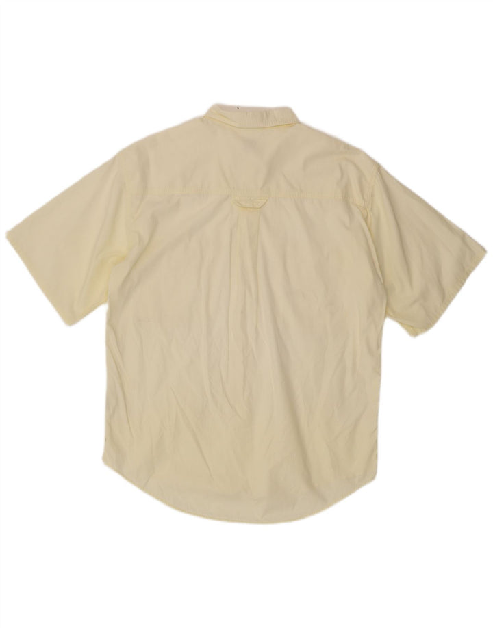 BOSTON Chemise à manches courtes pour hommes Taille 41 16 Grand coton jaune