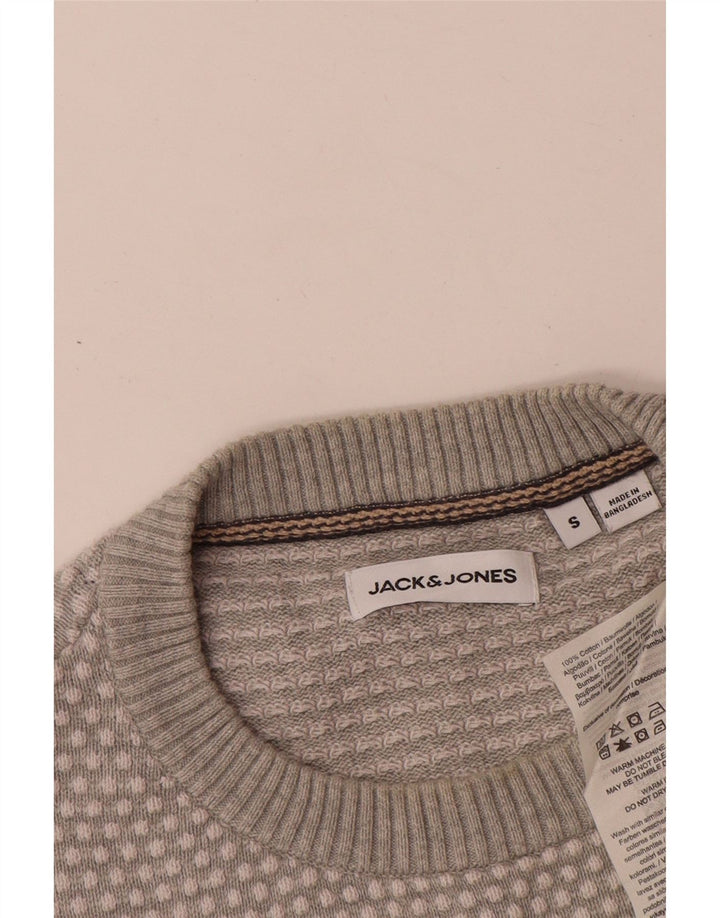 Jack & Jones Pull à col rond pour homme Petit coton à pois gris