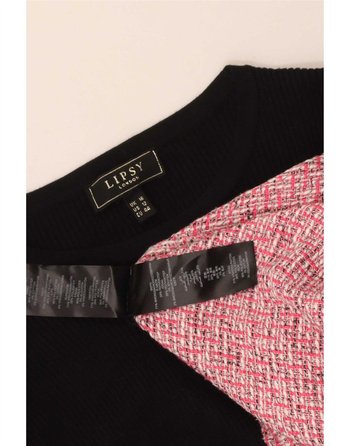 Lipsy Robe basique à manches longues pour femme UK 46 Large Rayonne Colorblock Rose