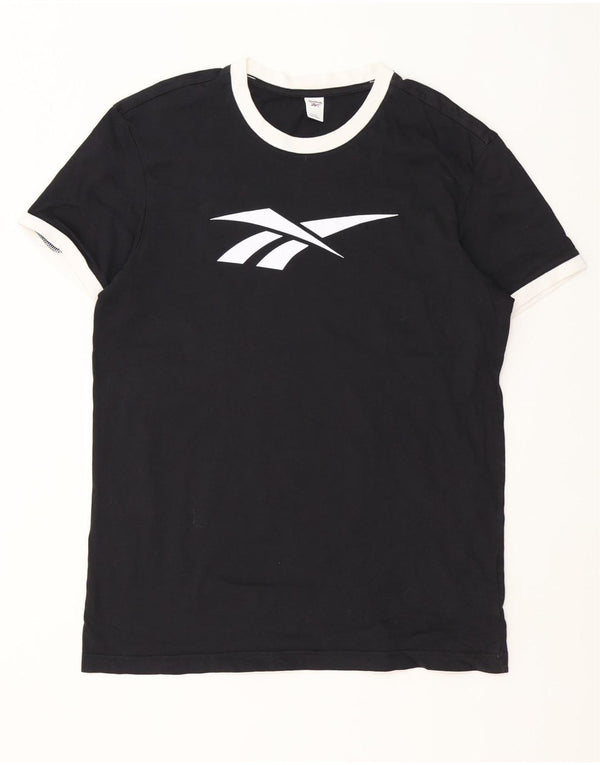Reebok T-Shirt Graphique Homme Noir XL Coton Colorblock