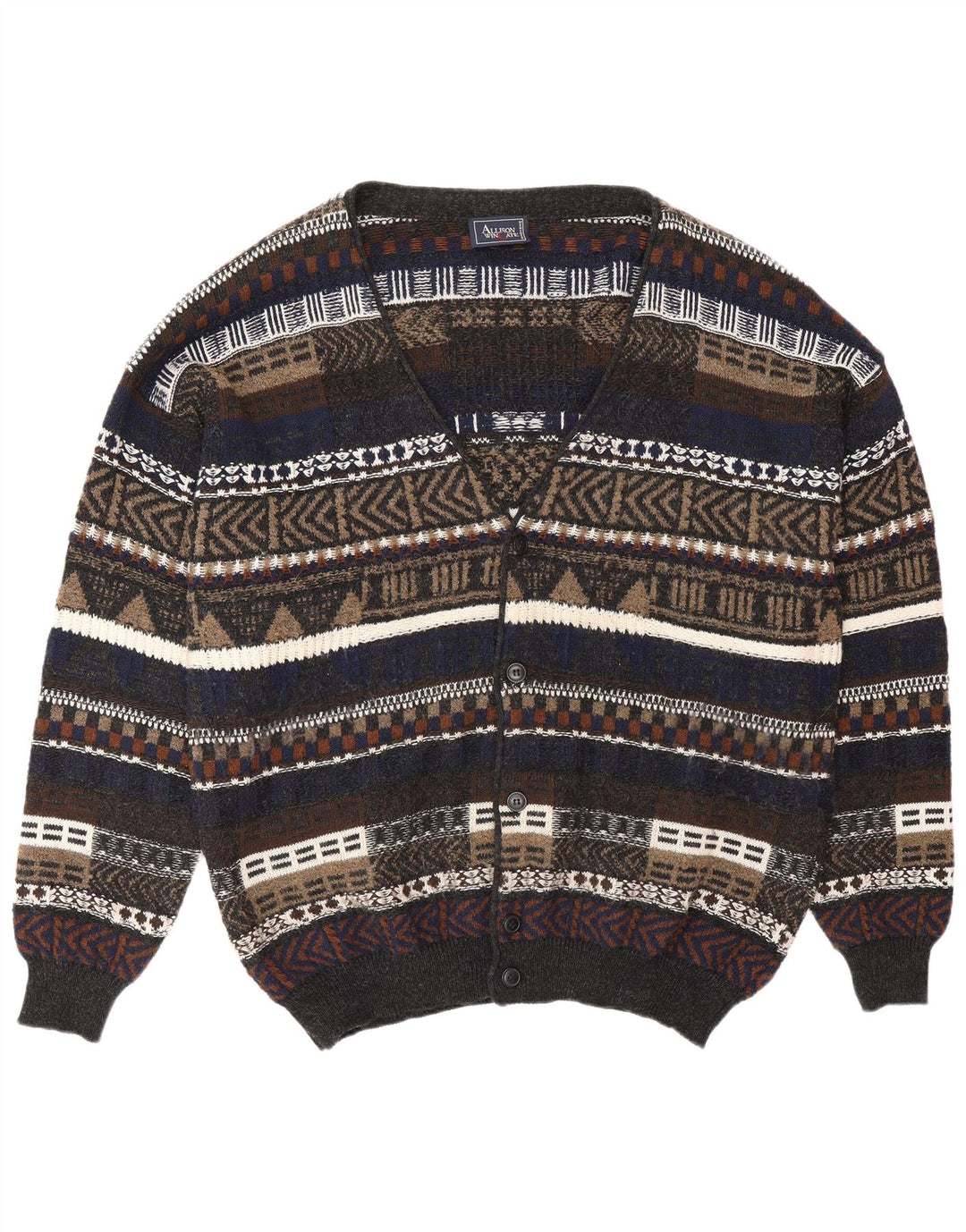 ALLISON WINGATE Pull Cardigan Homme IT 56 2XL Multicolore Fair Isle