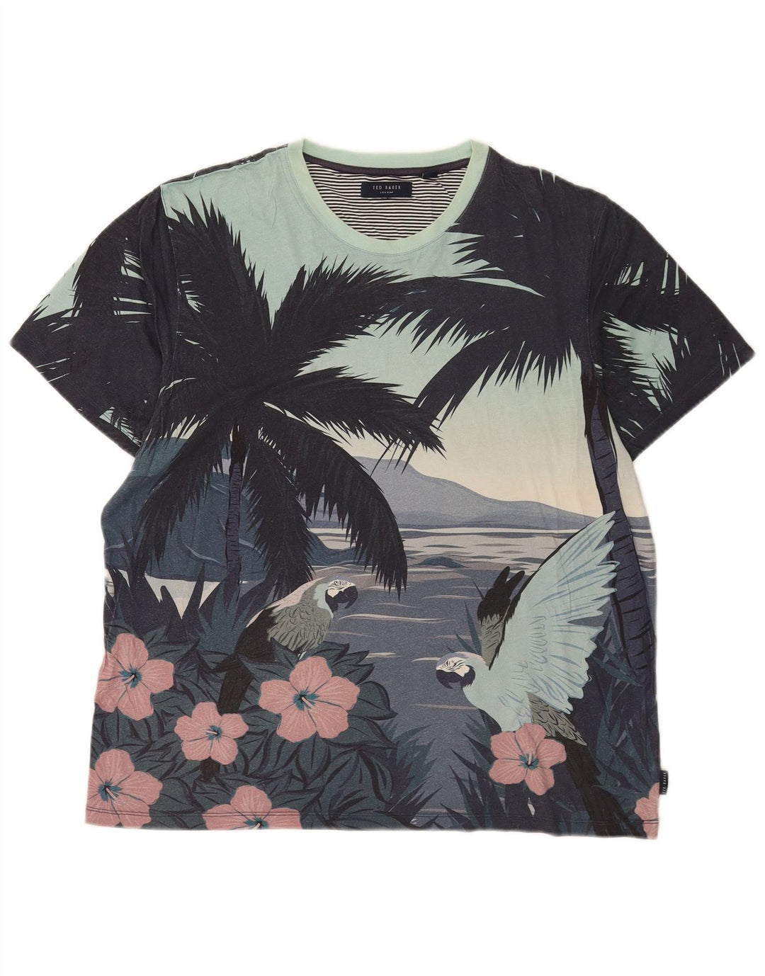 Ted Baker T-Shirt Hawaïen Graphique Homme Multicolore Large Coton