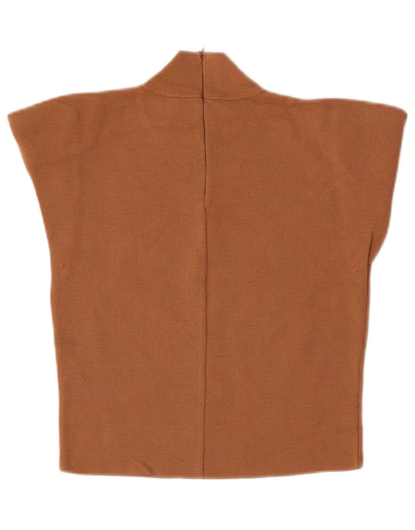Zara Womens Crop Blouse Top UK 12 Viscose Beige Moyen