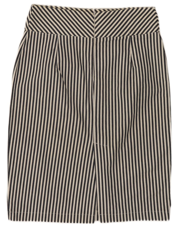 Les Copains Femme Jupe Crayon IT 44 Medium W28 Bleu Marine Rayé Coton