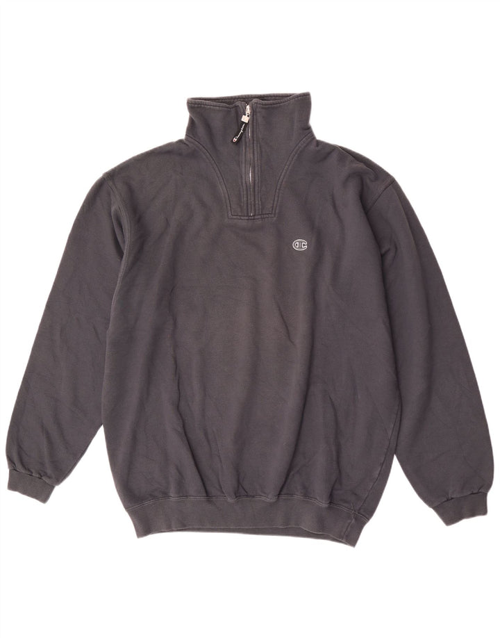 Champion Sweat-shirt à col zippé pour homme 2XL Gris Coton