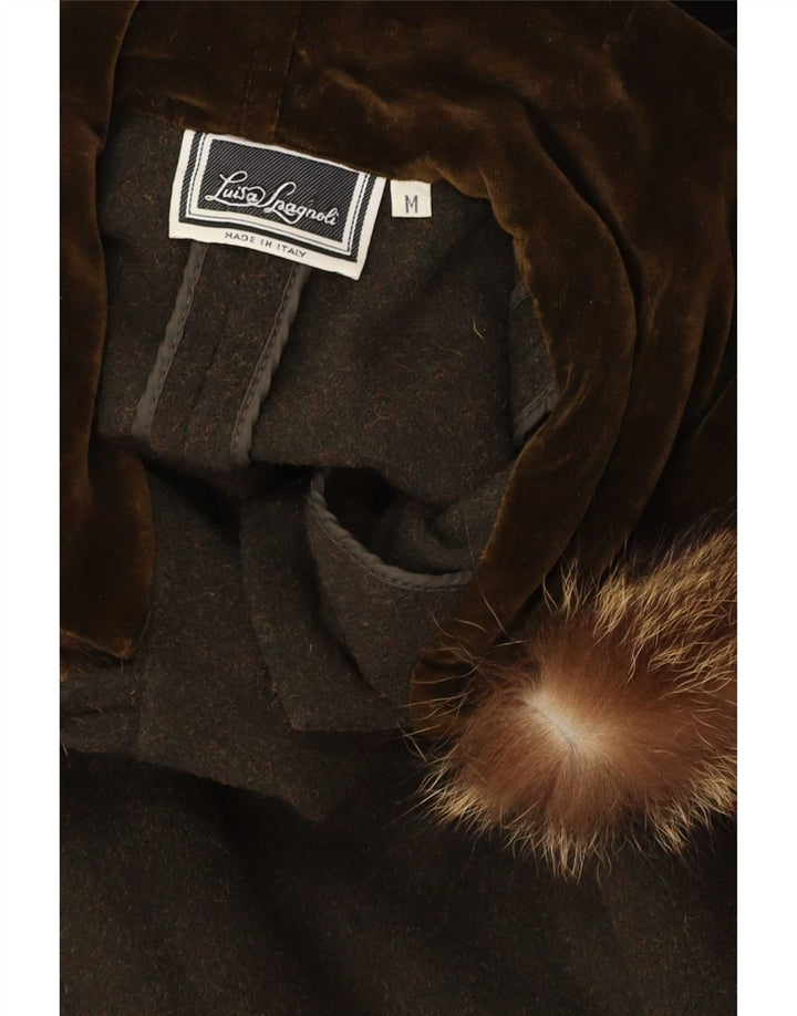 Luisa Spagnoli Manteau cape à capuche pour homme UK 38 Laine kaki moyen