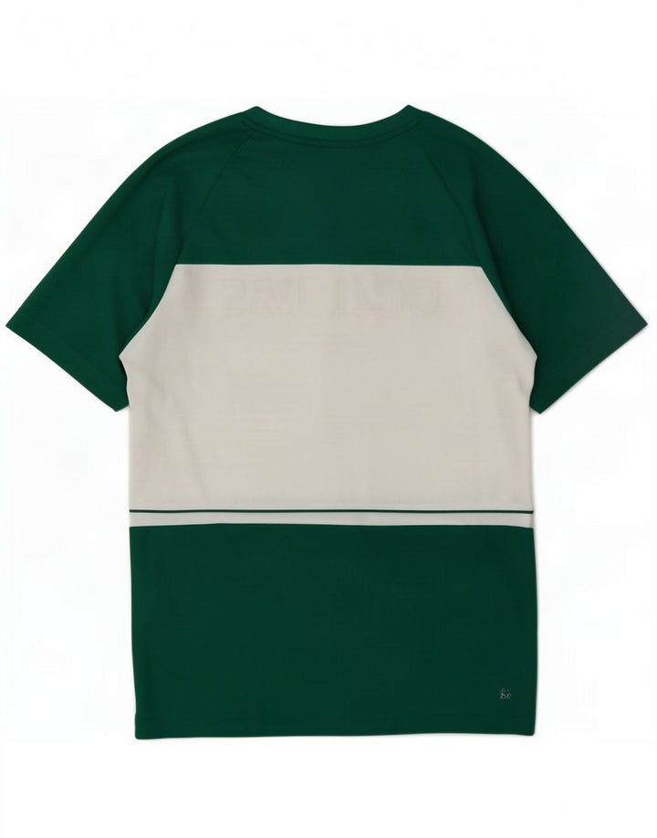 Lacoste Mens Graphic T-Shirt Top Taille 3 Petit Vert Colorblock Polyester