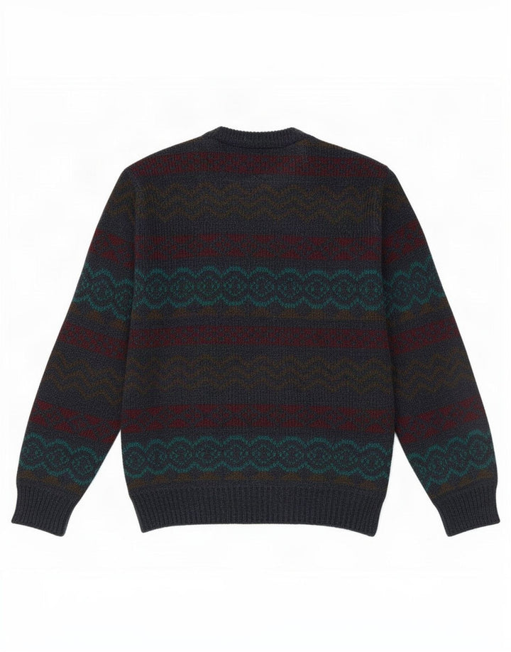 St Michael Pull à col rond pour homme Petit motif géométrique multicolore