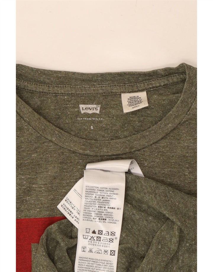 LEVI'S Mens Graphic T-Shirt Top Small Khaki Flecked Cotton Vintage Levi's and Second-Hand Levi's from Messina Hembry 