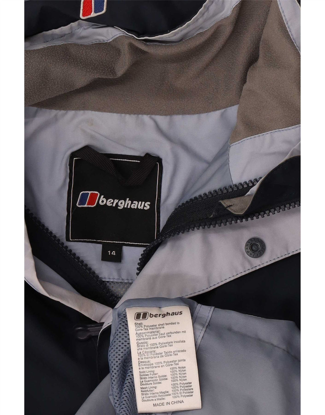 Berghaus Veste de pluie à capuche pour femme UK 14 Large Bleu marine Polyester