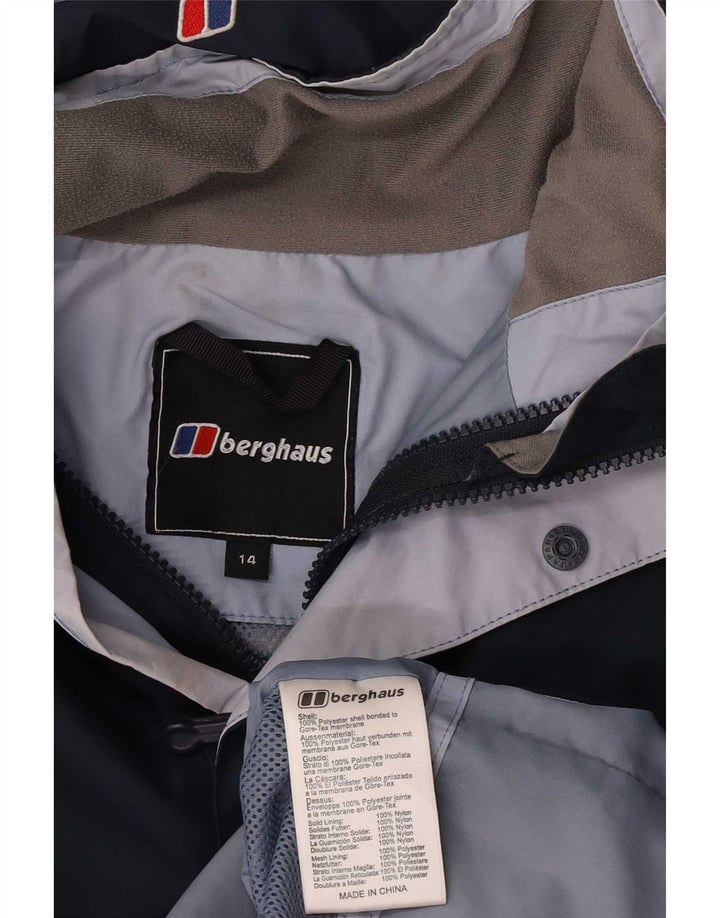 Berghaus Veste de pluie à capuche pour femme UK 14 Large Bleu marine Polyester