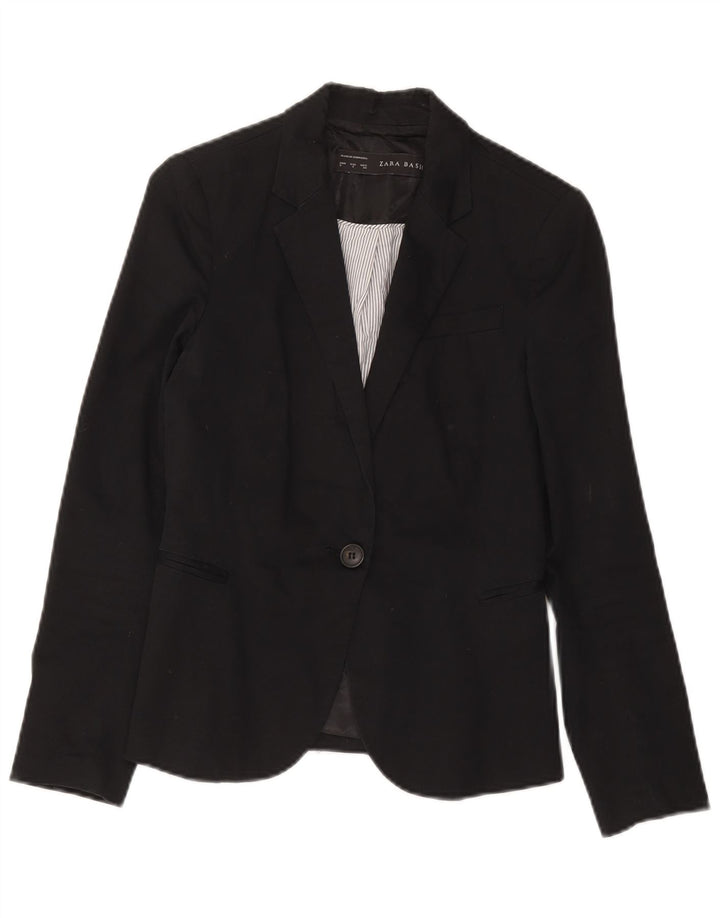 Zara Veste Blazer 1 Bouton Femme UK 10 Petit Noir