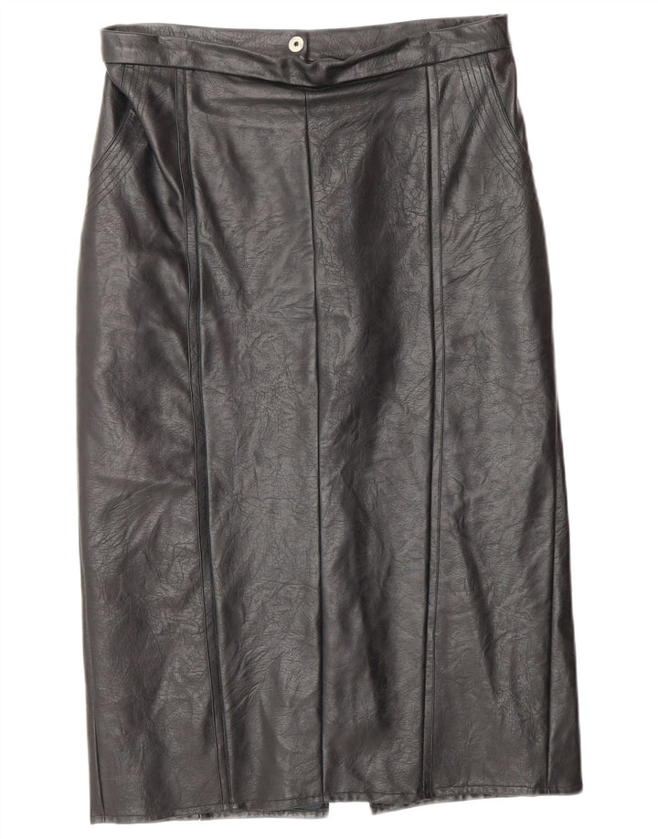 VINTAGE Jupe en cuir femme W28 Cuir noir moyen