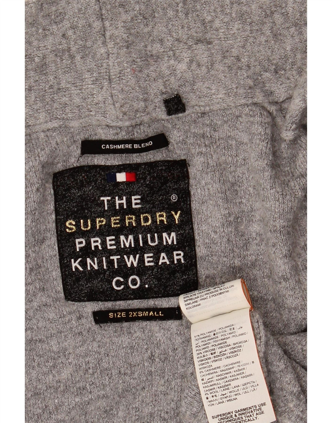 Superdry Pull Cardigan Ouvert Oversize Femme UK 2 2XS Gris Moucheté