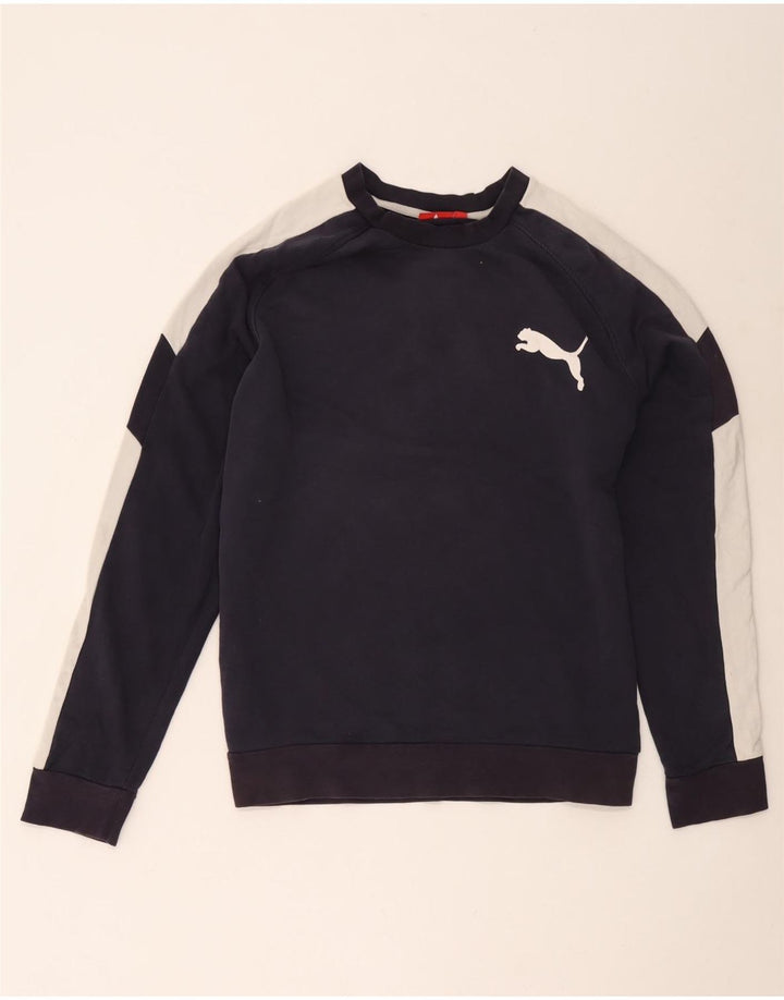 Puma Sweat-shirt pour homme en coton color block Bleu marine Taille L