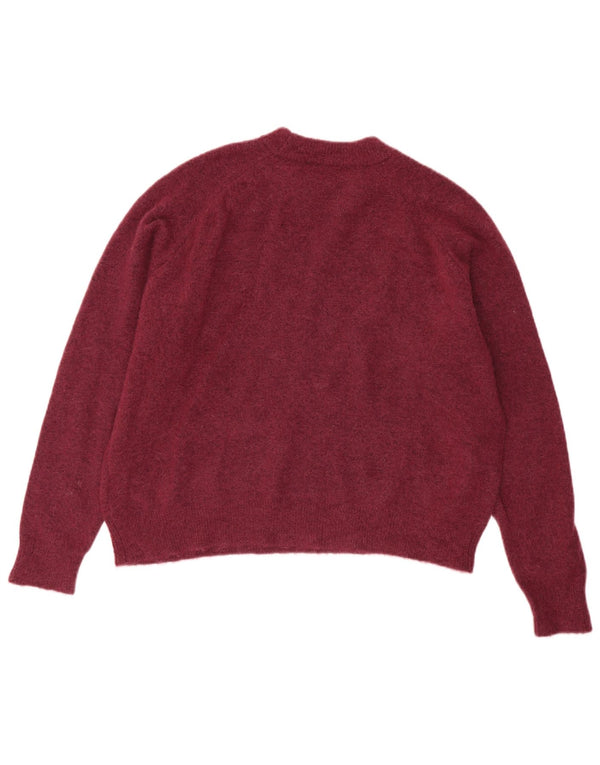 Zara Pull surdimensionné à col rond pour femme UK 16 Large Bordeaux