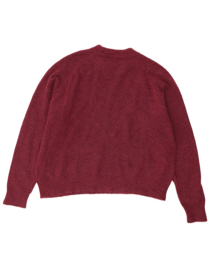 Zara Pull surdimensionné à col rond pour femme UK 16 Large Bordeaux