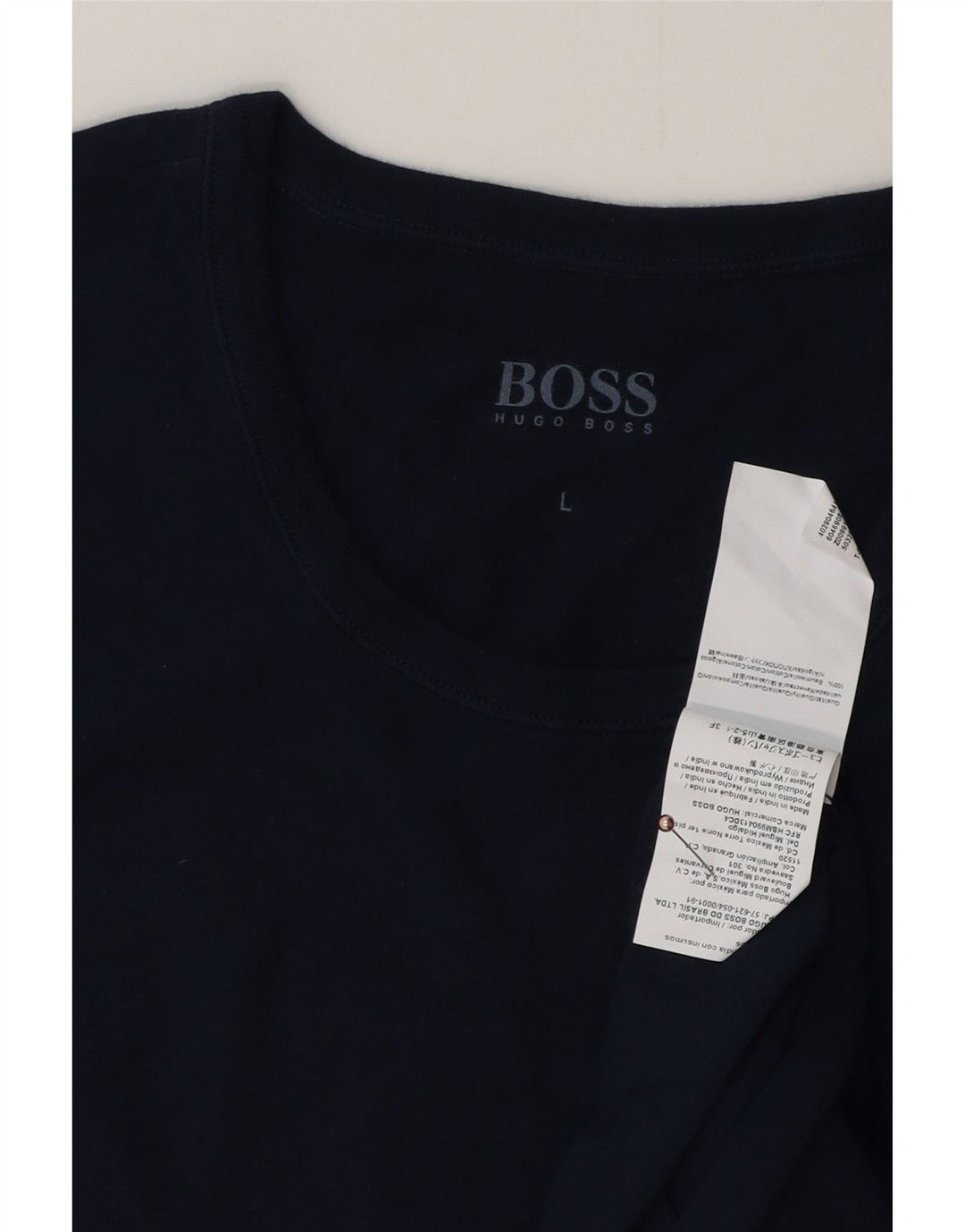 HUGO BOSS Homme T-Shirt Top Large Bleu Marine Coton