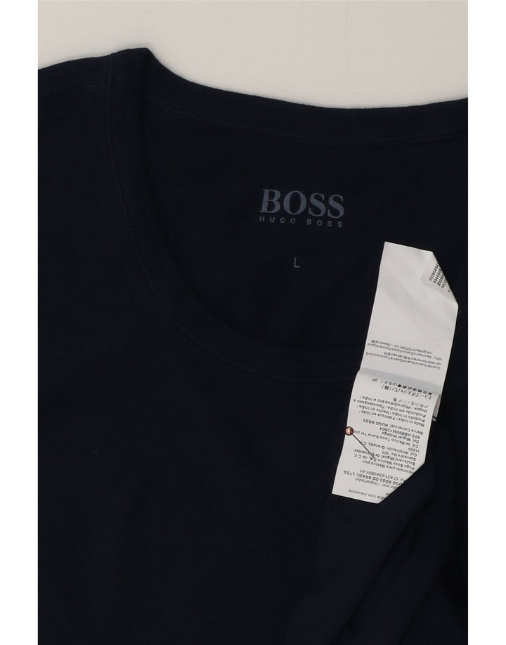 HUGO BOSS Homme T-Shirt Top Large Bleu Marine Coton