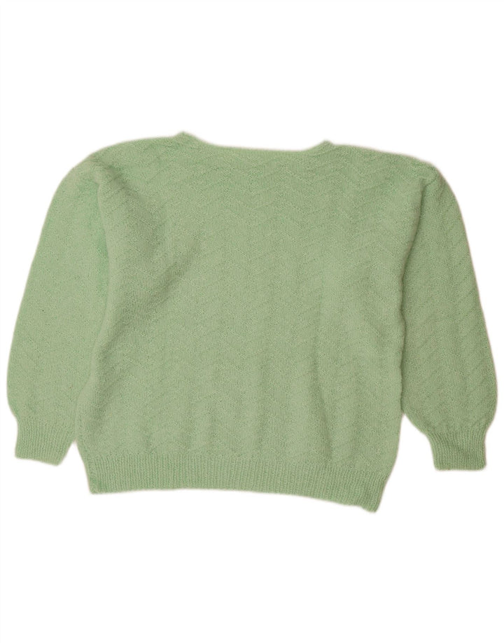 VINTAGE Pull col bateau femme UK 18 XL Vert