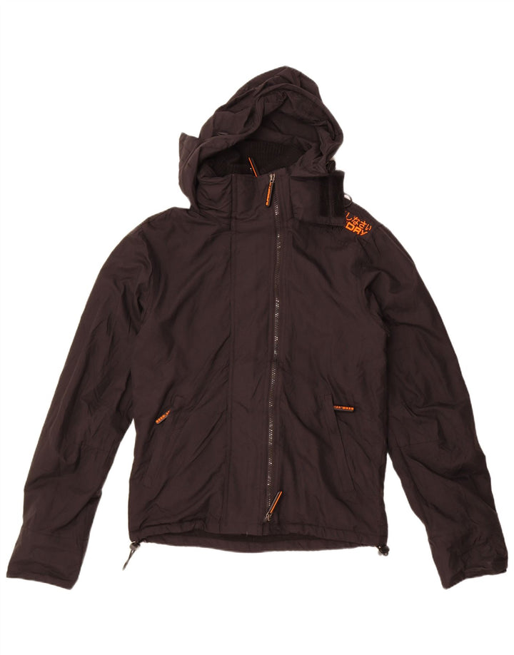 Superdry Veste coupe-vent à capuche pour homme UK 36 Petit nylon noir