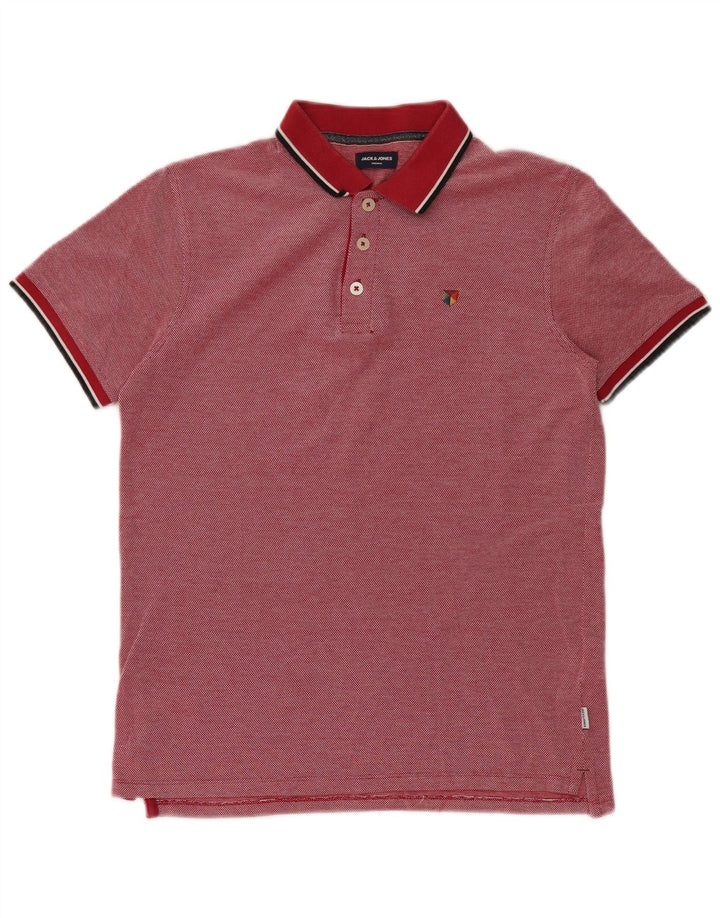 JACK & JONES Mens Polo Shirt Small Red Cotton