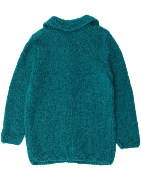 vintage Femme Cardigan Pull UK 12 Bleu Moyen