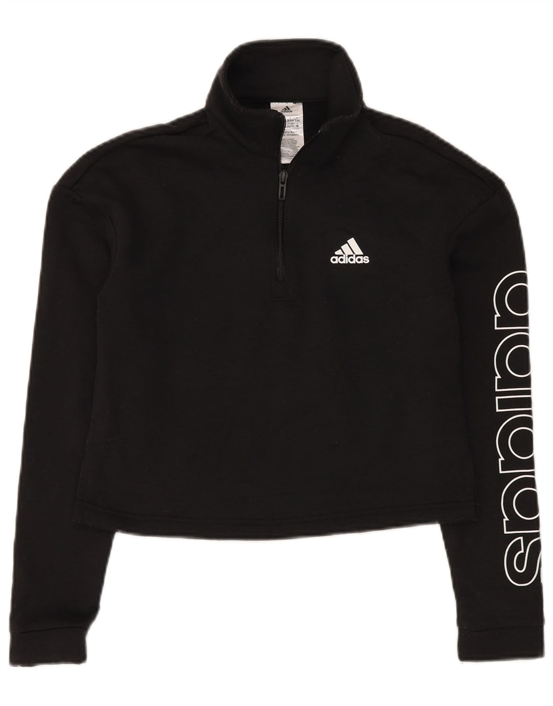 Adidas Femmes Crop Graphic Crop Sweatshirt Jumper UK 4/6 XS Noir Polyester