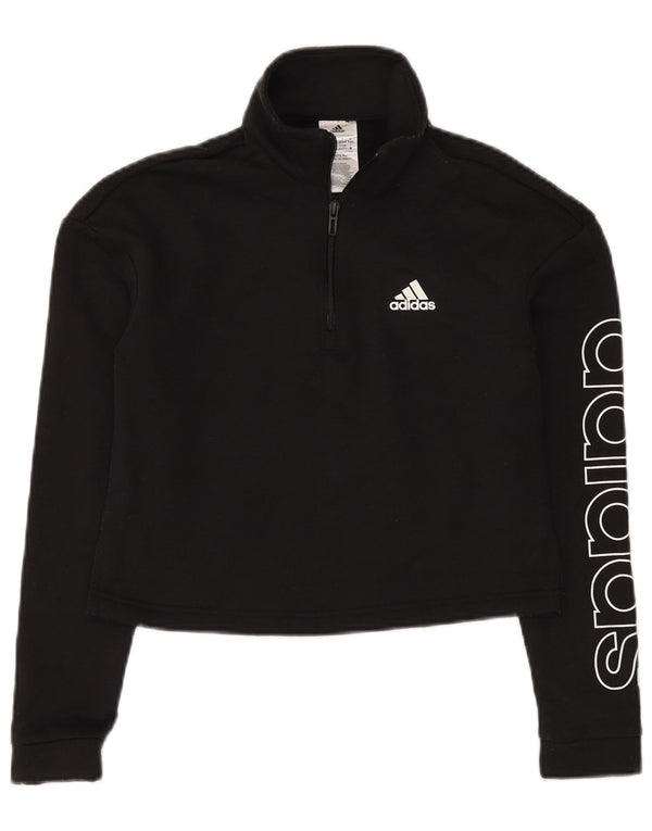 Adidas Femmes Crop Graphic Crop Sweatshirt Jumper UK 4/6 XS Noir Polyester