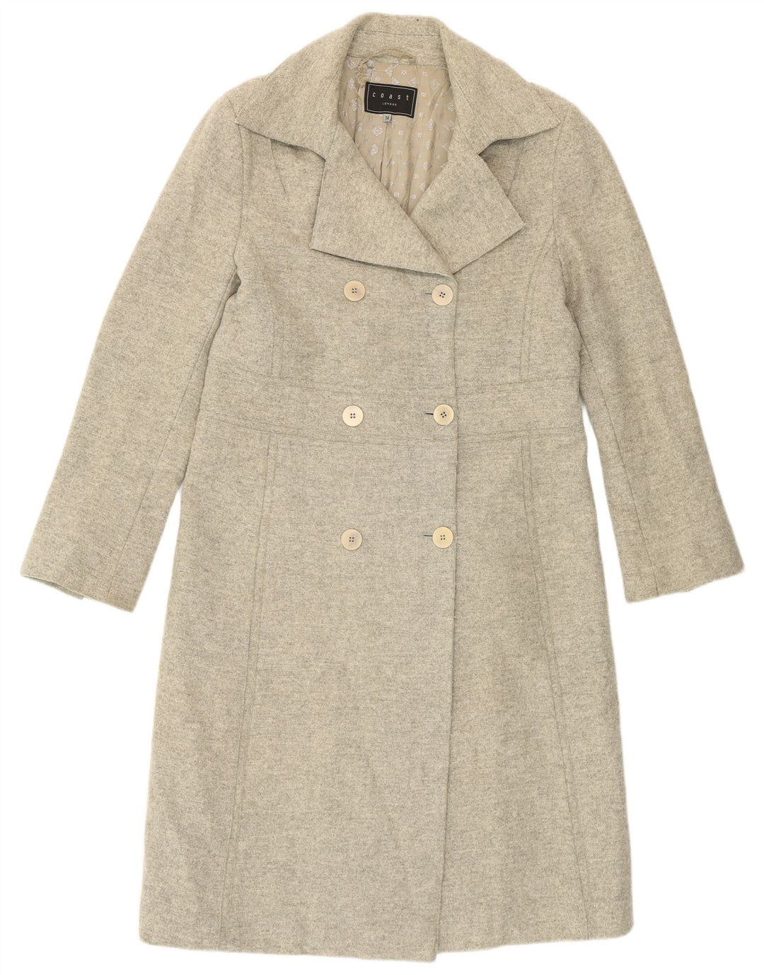 Coast Manteau Double Boutonnage Femme UK 14 Grande Laine Vierge Grise