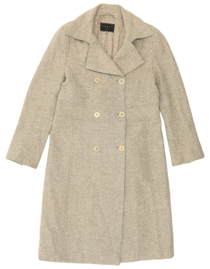 Coast Manteau Double Boutonnage Femme UK 14 Grande Laine Vierge Grise