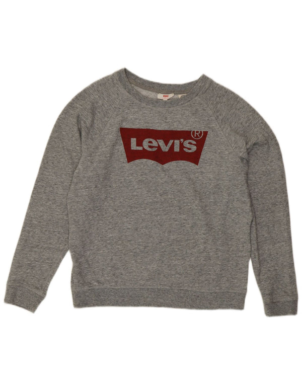 Levi's Sweat-shirt graphique pour femme UK 16 Large Gris Moucheté Coton