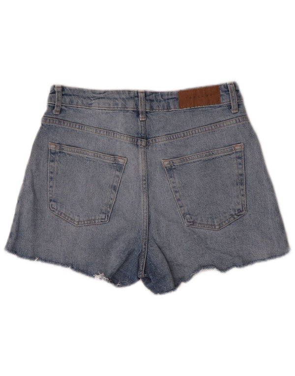 Topshop Short en jean taille haute Mom pour femme UK 12 Medium W30 Bleu