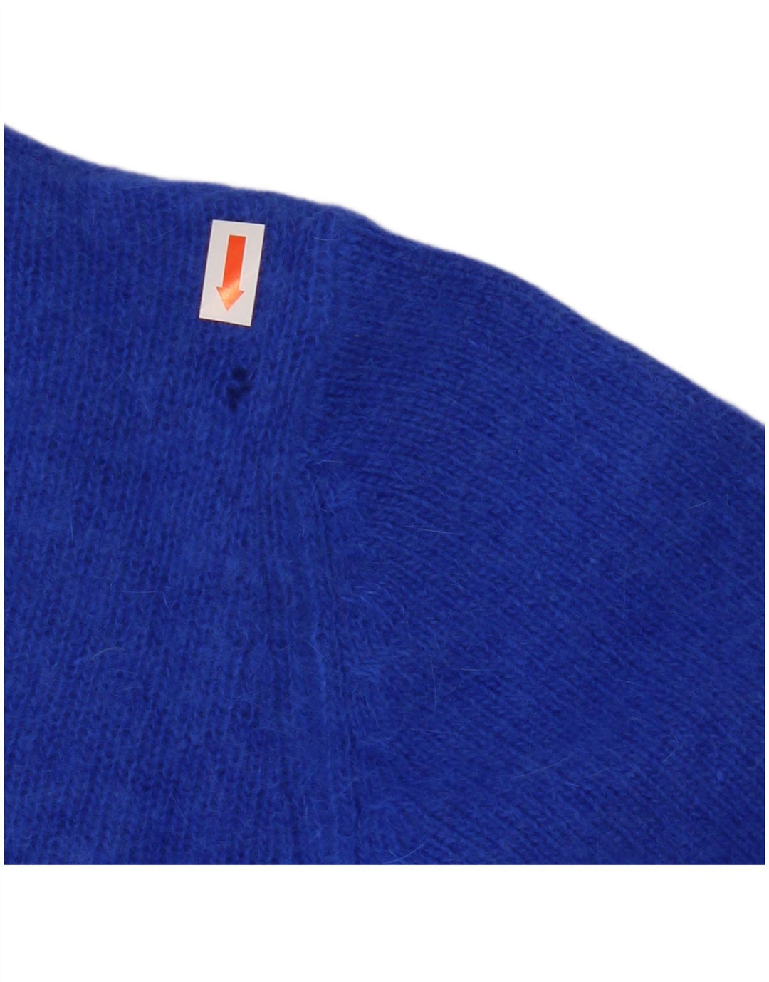 VINTAGE Femmes Crop Cardigan Pull UK 10 Petite Laine Bleue