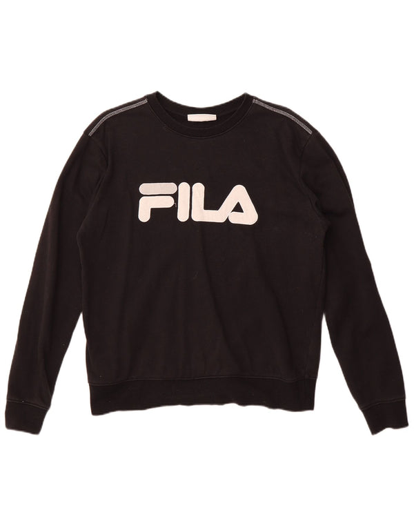 Fila Sweat-shirt graphique pour femme UK 16 Large Noir Coton