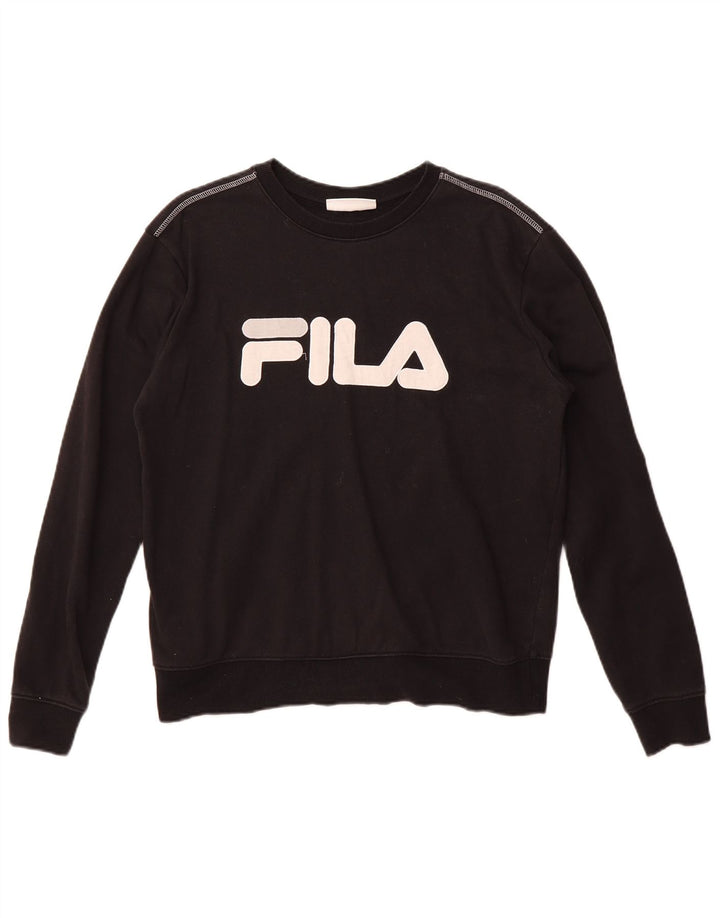 Fila Sweat-shirt graphique pour femme UK 16 Large Noir Coton